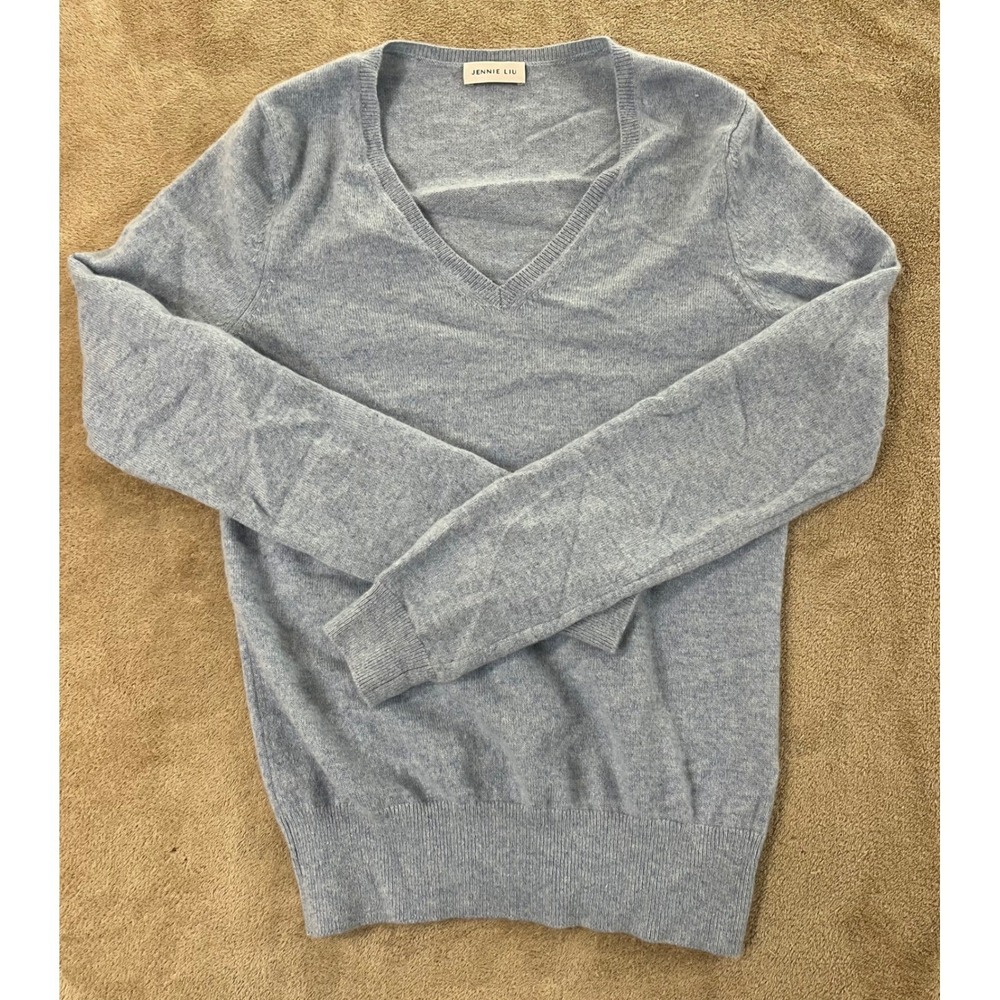 Jennie Liu Cashmere Sweater Womens Small Gray Long Sleeve Soft Comfy Warm EUC